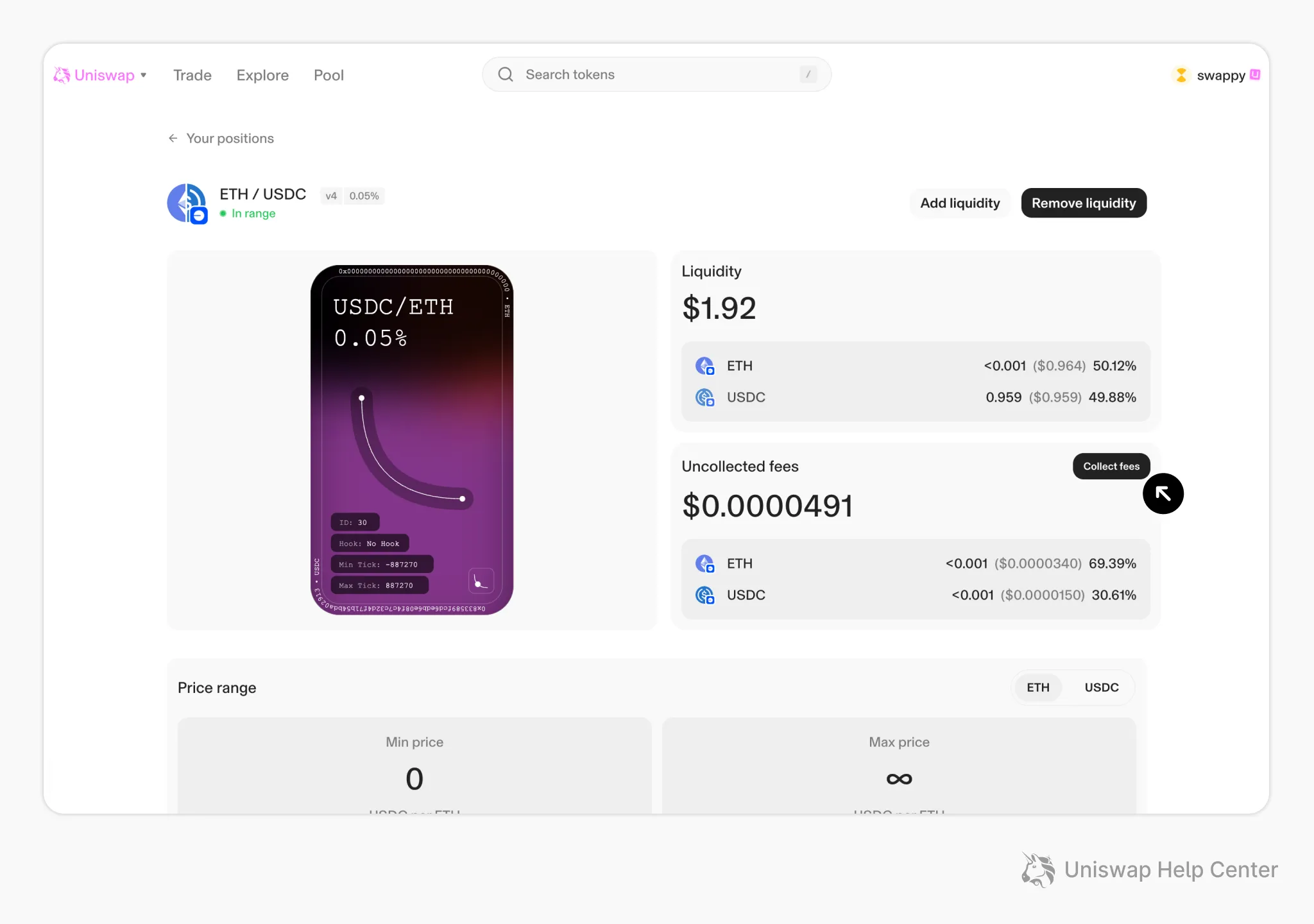 Uniswap liquidity pool