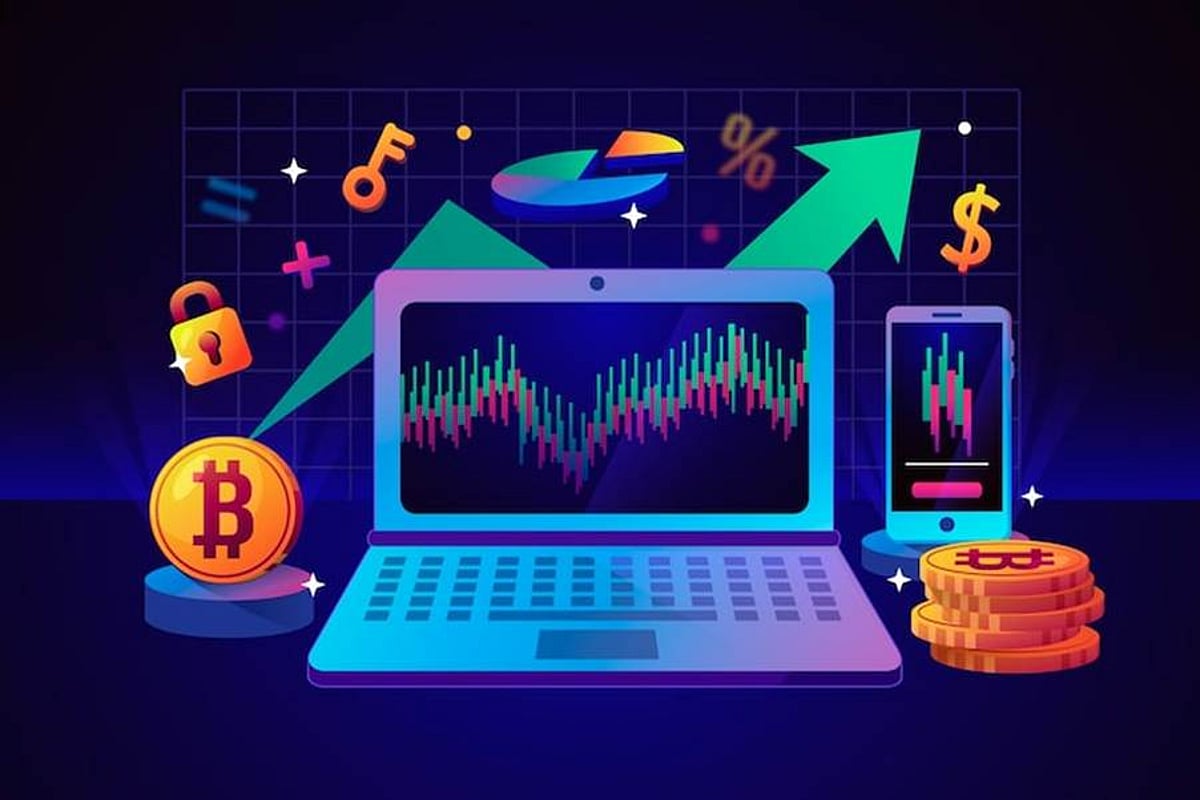 User viewing on-chain credit score dashboard on laptop with DeFi protocol logos in background, illustrating undercollateralized DeFi lending in 2024