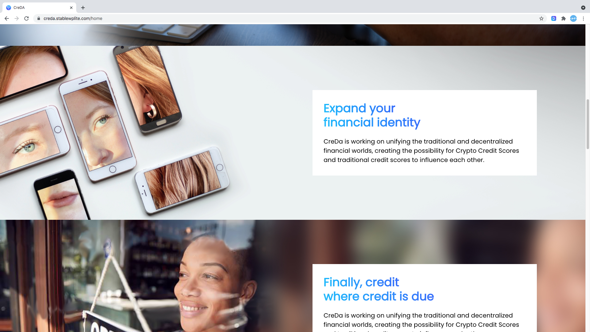 CreDA NFT credit score interface