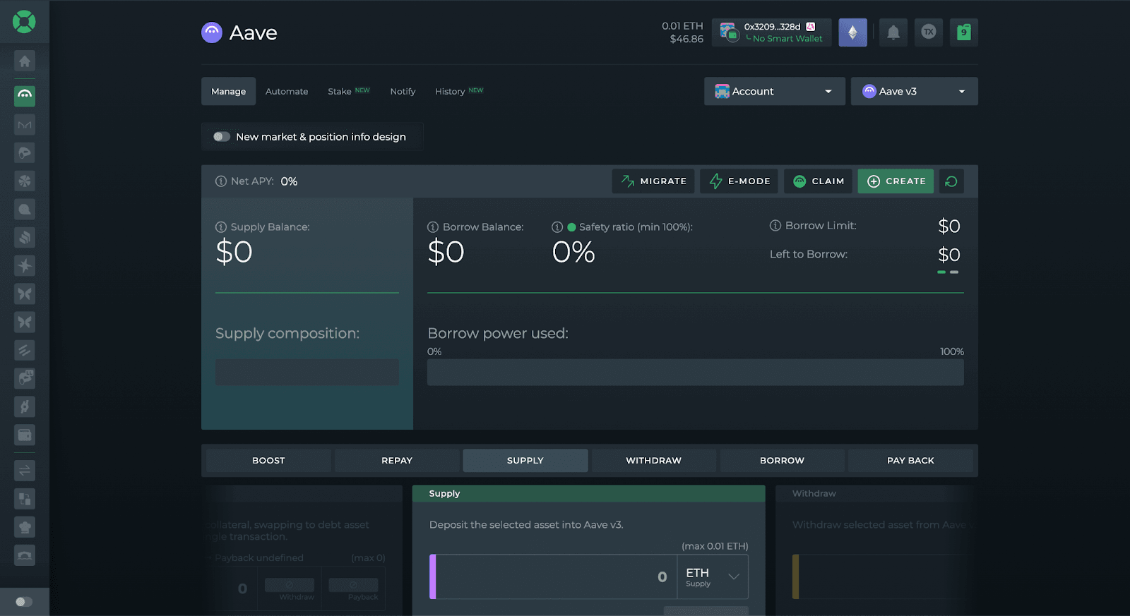 DeFi protocol automated loan terms interface