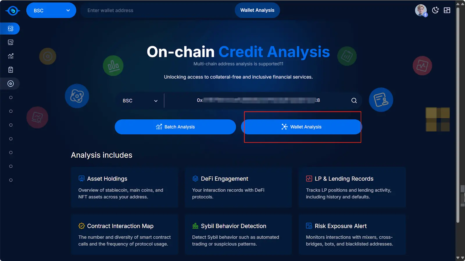 Visualization of on-chain credit scoring in DeFi, featuring wallet analytics dashboards and automated lending decision interfaces on blockchain platforms.